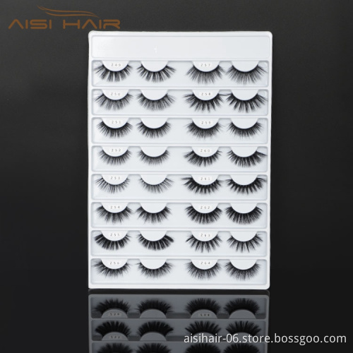 Aisi Hair 64 Styles False Lash Vendors Private Label Natural Long Black Synthetic Handmade Soft Fake Eyelashes